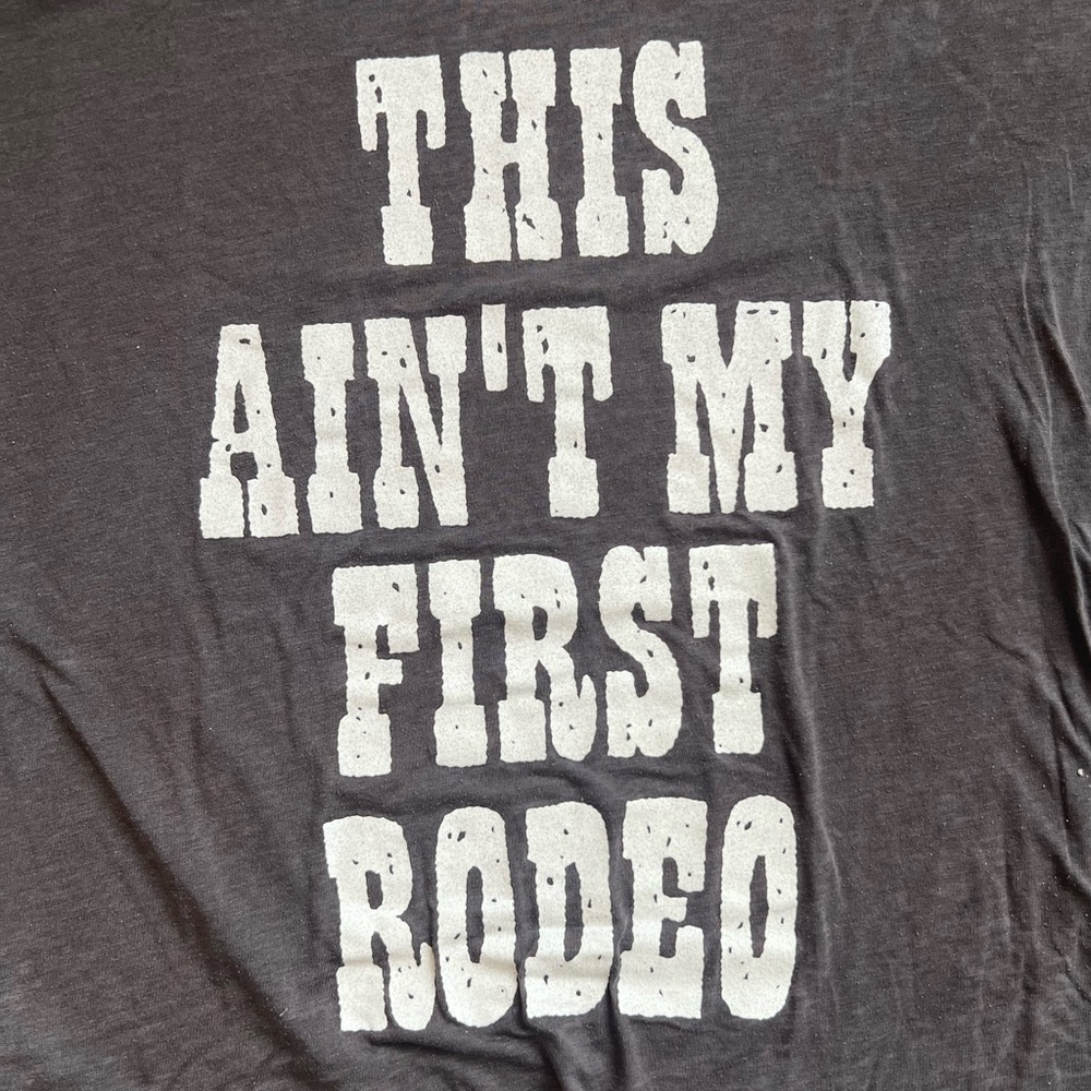 Gray Graphic Tee with White Text